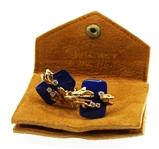 CHAUMET 18K YELLOW GOLD LAPIS LAZULI & DIAMOND EARRINGS