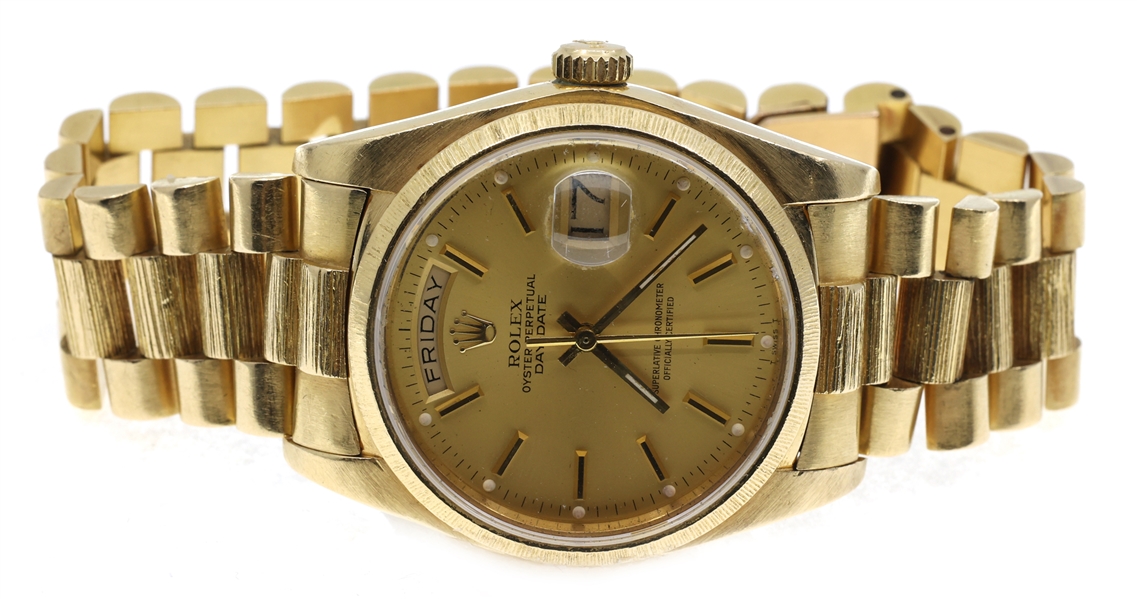 MENS ROLEX PRESIDENT 18K GOLD DAY-DATE OYSTER WATCH