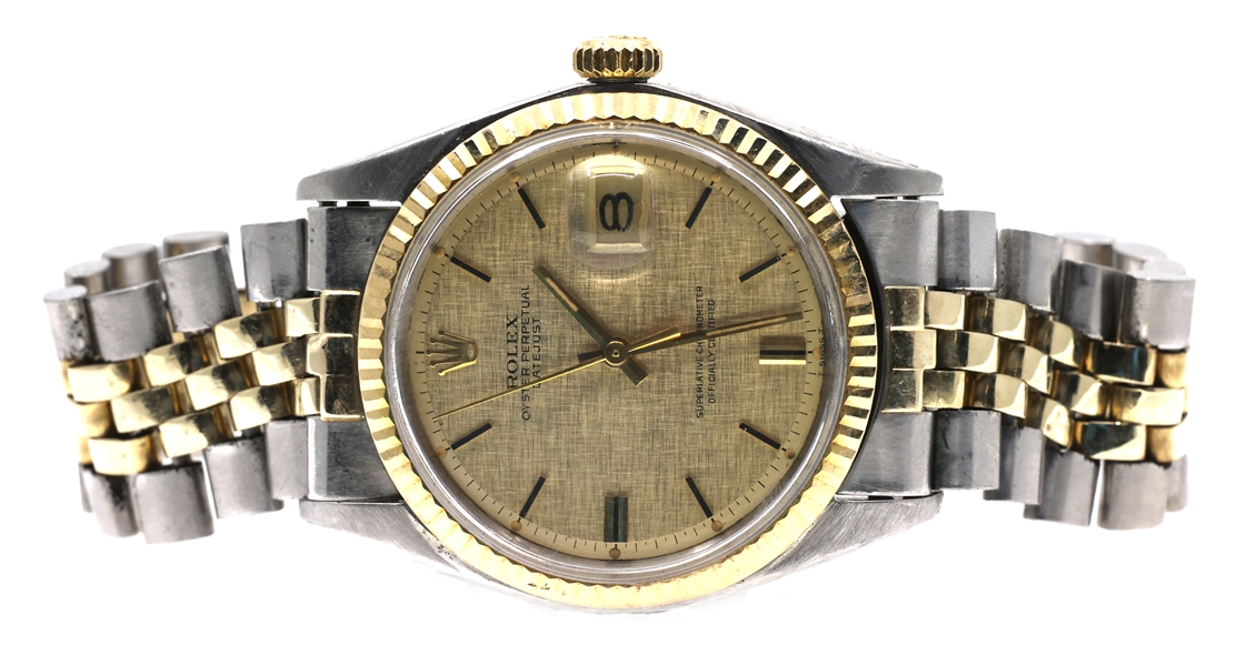 MENS ROLEX DATEJUST TWO-TONE STAINLESS STEEL WATCH