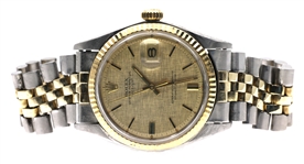 MENS ROLEX DATEJUST TWO-TONE STAINLESS STEEL WATCH