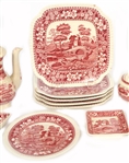 11-PIECE COPELAND SPODE PINK TOWER PATTERN CHINA