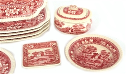 11-PIECE COPELAND SPODE PINK TOWER PATTERN CHINA