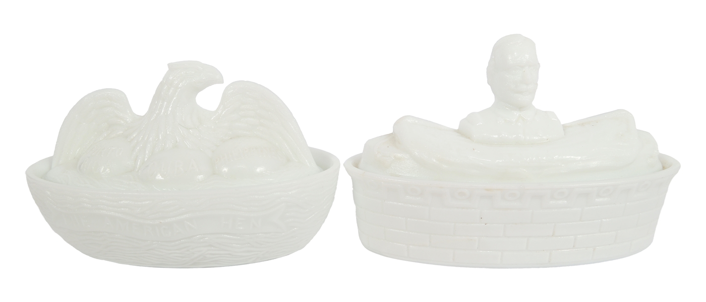 MILK-GLASS BUTTER DISHES