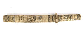 20TH C. JAPANESE TONTO WITH CARVED BONE SCABBARD