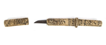 20TH C. JAPANESE TONTO WITH CARVED BONE SCABBARD