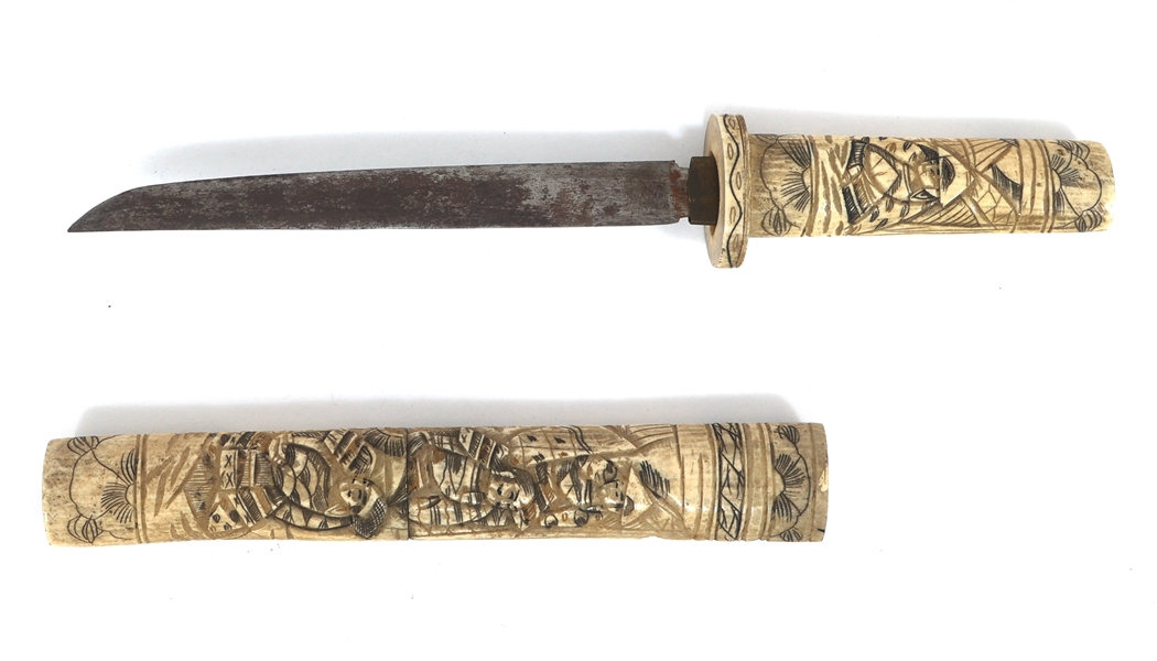 20TH C. JAPANESE TONTO WITH CARVED BONE SCABBARD