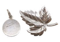 TIFFANY & CO STERLING SILVER LEAF BROOCH & PENDANT