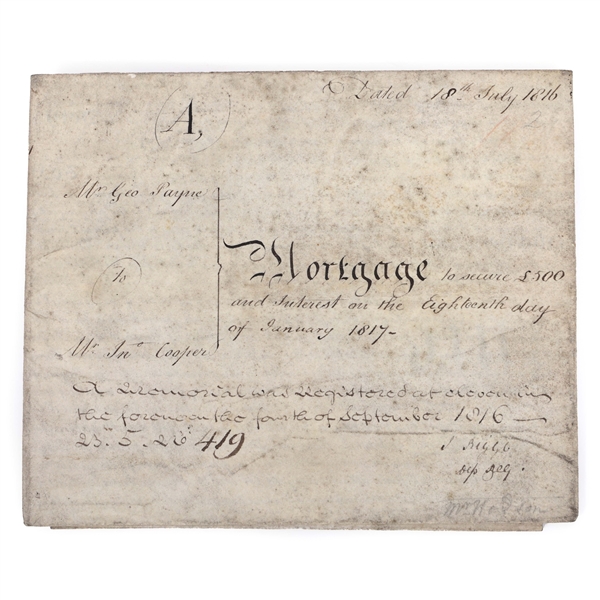 1816 BRITISH MORTGAGE DOCUMENT