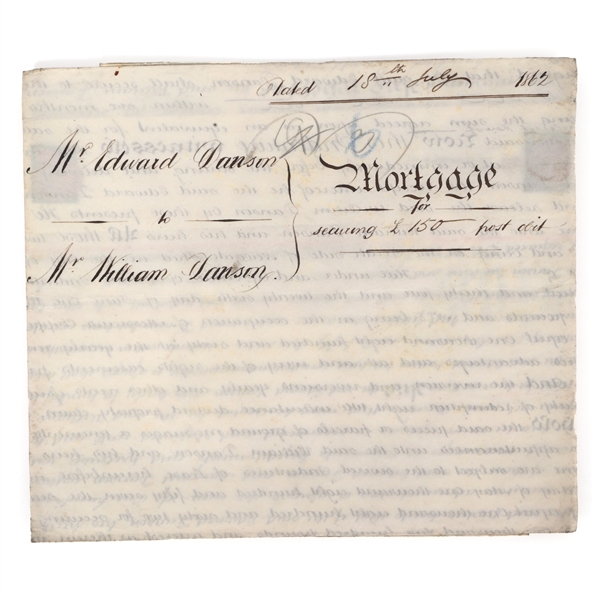 1862 BRITISH MORTGAGE DOCUMENT 