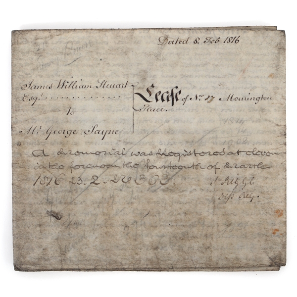 1816 BRITISH LEASE DOCUMENT
