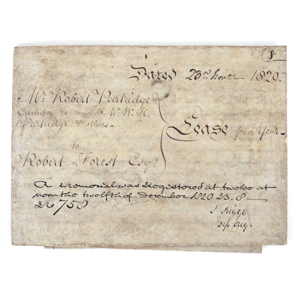 1820 BRITISH LEASE DOCUMENT 