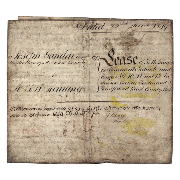1849 BRITISH LEASE DOCUMENT 