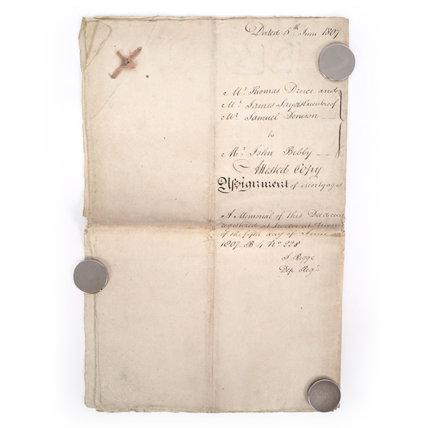1807 BRITISH ASSIGNMENT OF MORTGAGES DOCUMENT 