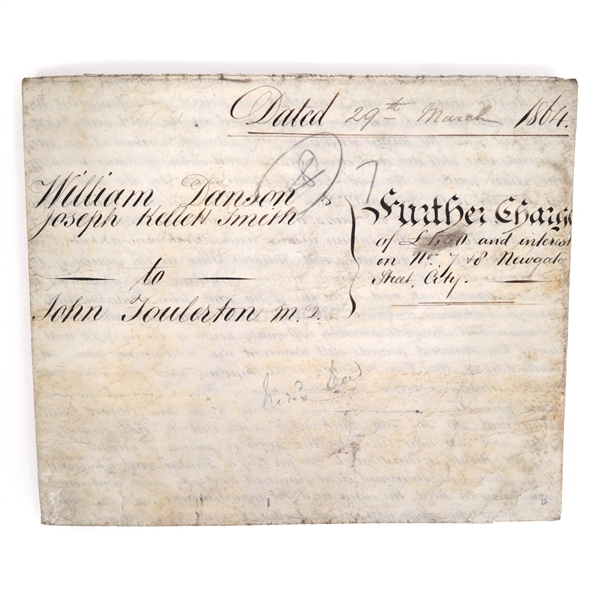1864 BRITISH FURTHER CHARGE DOCUMENT 