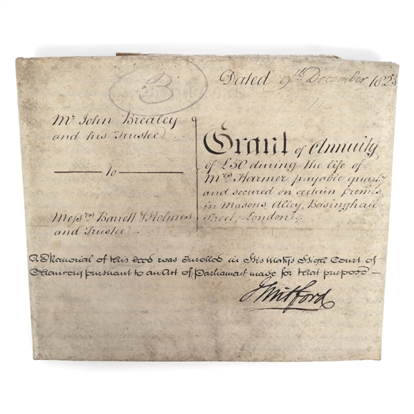 1823 LONDON ANNUITY DOCUMENT 