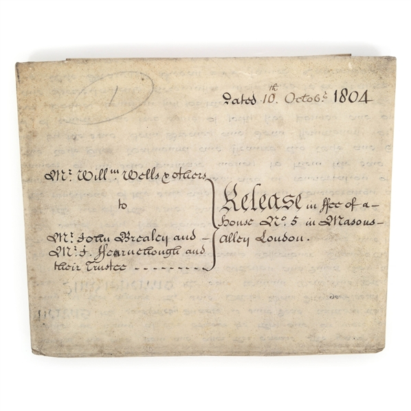 1804 BRITISH RELEASE OF PROPERTY DOCUMENT 
