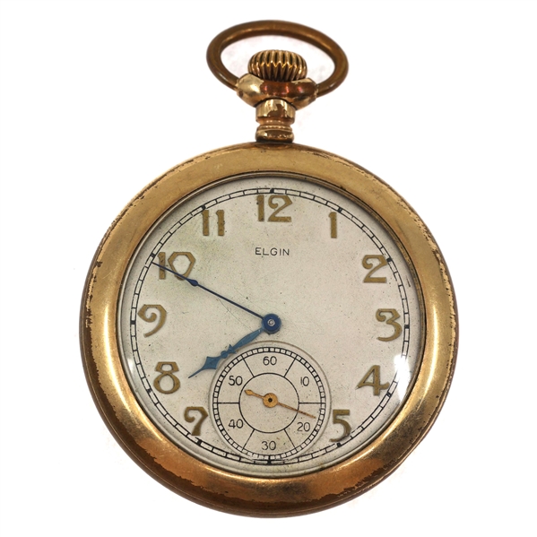MENS ELGIN ART DECO DIAL GOLD-FILLED CASE POCKET WATCH