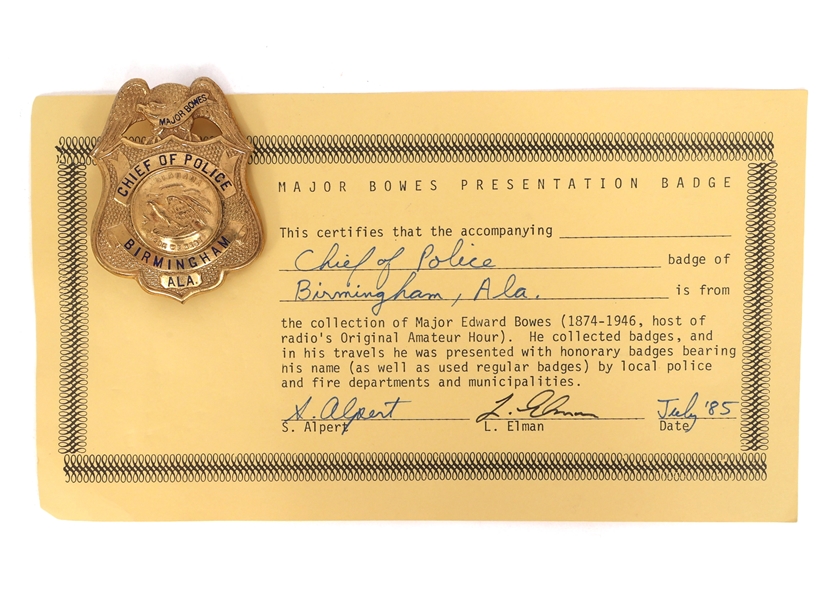 MAJOR BOWES AMATEUR HOUR BIRMINGHAM, AL POLICE BADGE