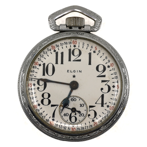 MENS ELGIN NICKEL CASE POCKET WATCH