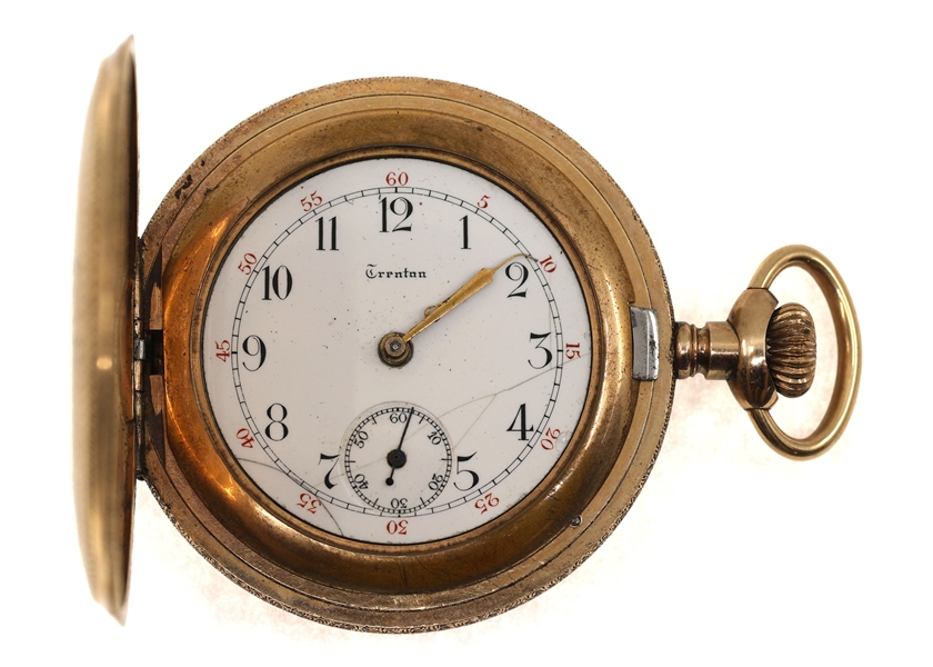 MENS TRENTON GOLD-FILLED HUNTERS CASE POCKET WATCH