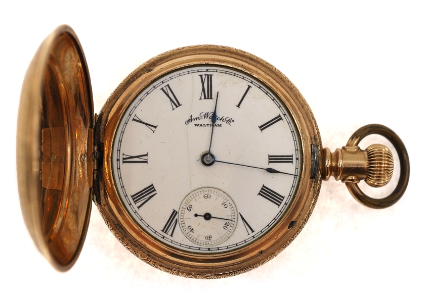 MENS WALTHAM GOLD-FILLED HUNTERS CASE POCKET WATCH