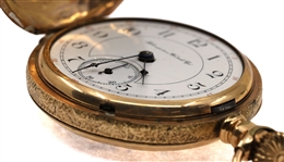 MEN'S HAMPDEN GOLD-FILLED HUNTER'S CASE POCKET WATCH