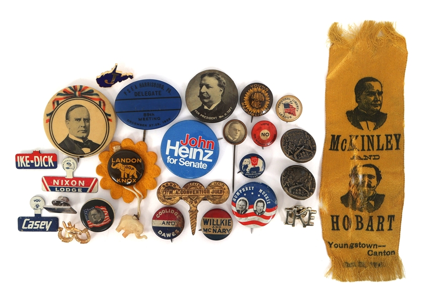 20TH C. US POLITICAL CANDIDATE & CAMPAIGN BUTTONS