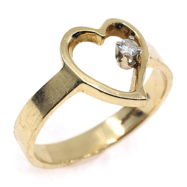 TESORO 14K YELLOW GOLD DIAMOND HEART RING