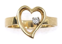 TESORO 14K YELLOW GOLD DIAMOND HEART RING