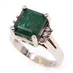 EMERALD & 0.24 CTW DIAMOND 14K WHITE GOLD RING