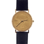 CORUM 18K GOLD 1894 CORONET HEAD $20 COIN WRISTWATCH