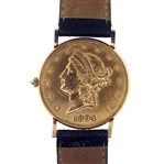 CORUM 18K GOLD 1894 CORONET HEAD $20 COIN WRISTWATCH