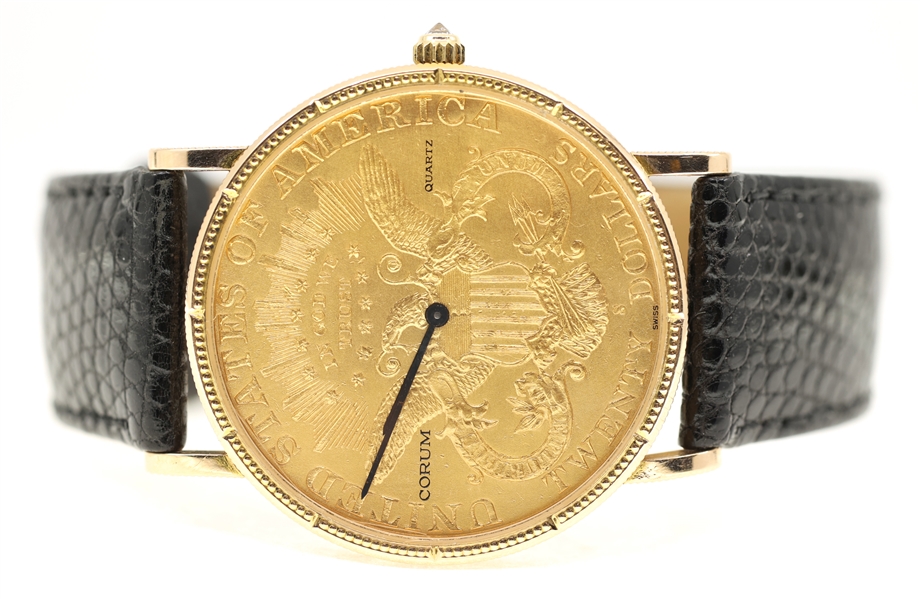 CORUM 18K GOLD 1894 CORONET HEAD $20 COIN WRISTWATCH