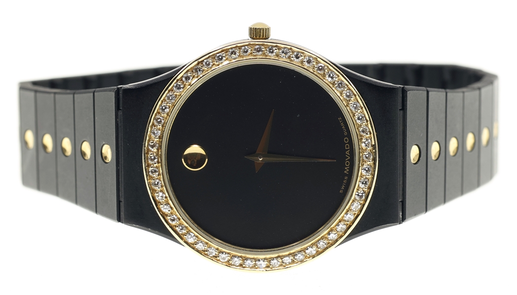 MENS MOVADO DIAMOND BEZEL ELECTRICAL WRIST WATCH