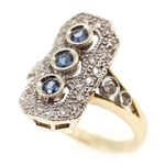 10K YELLOW GOLD DIAMOND & SAPPHIRE FASHION RING