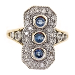 10K YELLOW GOLD DIAMOND & SAPPHIRE FASHION RING
