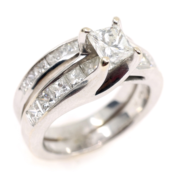 2.74 CTW DIAMOND 14K WHITE GOLD WEDDING RING SET 