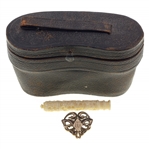 20TH C. OPERA GLASSES, BROOCH & NEEDLE CASE