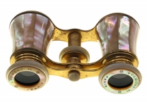 20TH C. OPERA GLASSES, BROOCH & NEEDLE CASE