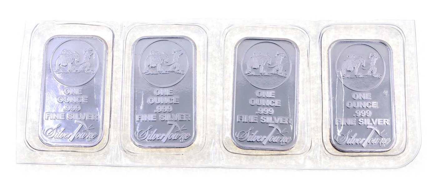 .999 FINE SILVER 1 OZ BARS - 4 OZ TOTAL