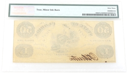 1861 FLORIDA OBSOLETE $50 BANKNOTE PMG 63 CHOICE UNC