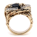 MEN'S 14K YELLOW GOLD STAR SAPPHIRE & DIAMOND RING