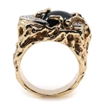 MEN'S 14K YELLOW GOLD STAR SAPPHIRE & DIAMOND RING