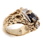 MEN'S 14K YELLOW GOLD STAR SAPPHIRE & DIAMOND RING