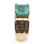 14K YELLOW GOLD EMERALD & DIAMOND FASHION RING