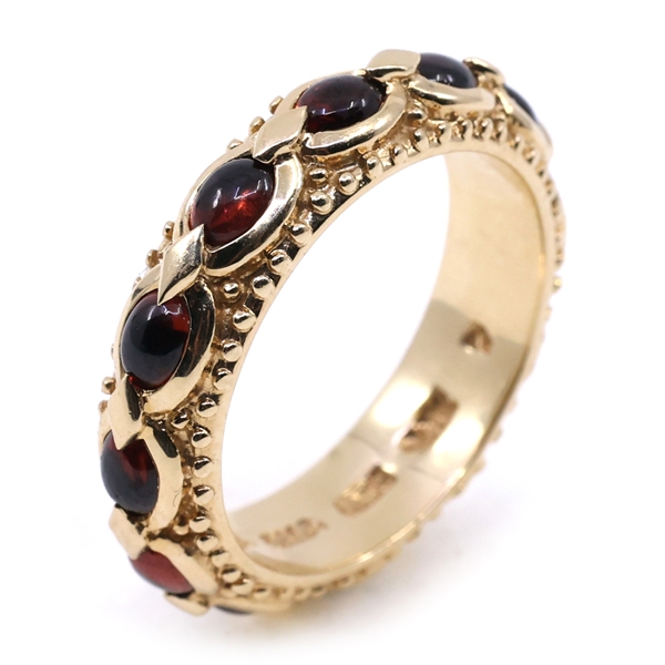 14K YELLOW GOLD CABOCHON GARNET FASHION RING