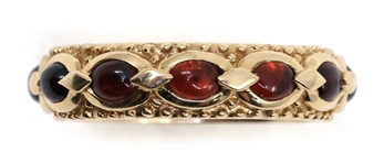 14K YELLOW GOLD CABOCHON GARNET FASHION RING