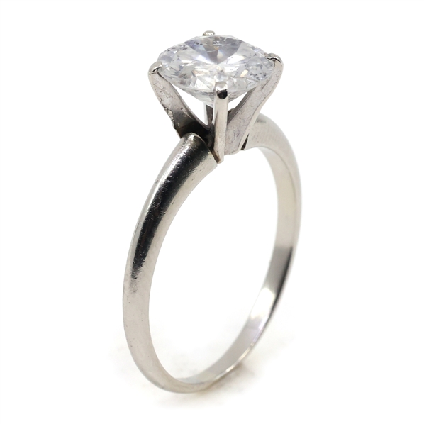 1.5 CT ROUND DIAMOND SOLITAIRE 14K WHITE GOLD RING