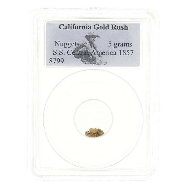 COLLECTORS UNIVERSE CALIFORNIA GOLD RUSH NUGGETS .5G