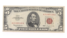 1934 US BLUE SEAL & 1953-1963 RED SEAL $5 NOTES